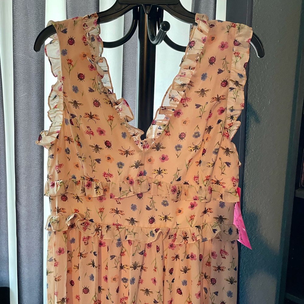 Betsey Johnson Women’s Bugs Printed Flounce Dress SZ 10